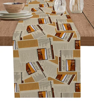Вестникарски каубойски покривки за маса в стил Уестърн, украса на сватбената маса за кухненски интериор, Настолна пътека за домашно парти