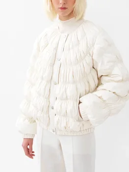 y2k Есенно-зимна Гама от леки Женски саката на Бял гусином топола с кръгло деколте 2023, корейската мода, Стотици топли палта за жени