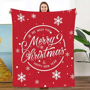 Червено Коледно одеяло, Меко плюшено топъл Коледен Снежен човек, зимни завивки за легла, диван, мультяшные подаръци