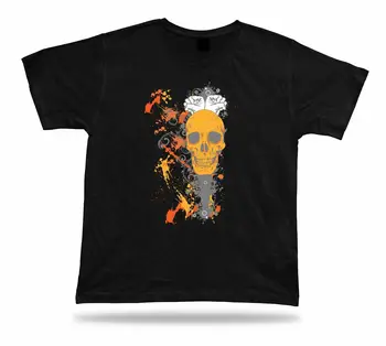 Векторна тениска с флорални принтом Splashes Skull стилен дизайн тениски на специална облекло за рожден ден с дълъг ръкав