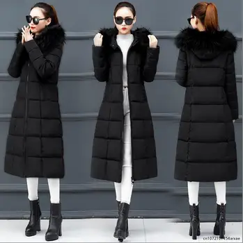 дамски зимни якета, дълга стеганая дрехи, однотонная черно яке, пуховик, топли дебели зимни паркове