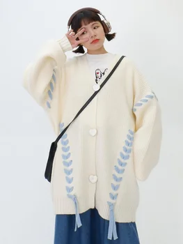 Мек и лепило дизайнерски пуловер за експозиции за жени Есен/Зима 2023, Нов свободен пуловер BF нежна плетени