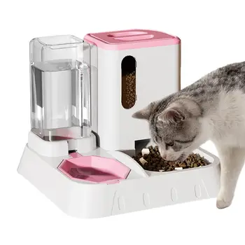 Автоматично дозиране система храна за котки, Прозрачна Автоматична пиенето на вода и храна, Мини аксесоари за хранене на домашни животни, Голям капацитет Лесно