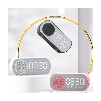 Безжична слушалка Bluetooth, часовник радио с поддръжка на двойна аларма, звукова лента с карта памет, дигитален аларма за домашния офис, черен цвят
