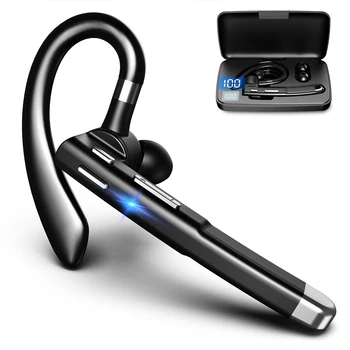 Безжични слушалки за бизнес, инсталирана в ухото с поддръжка на Bluetooth 5.1, Слушалки с хендсфри с шумопотискане за шофиране в офиса