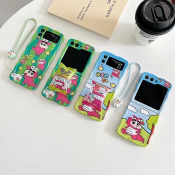 Цветни Моливи Shin-chans Група на съвсем малък Калъф За Телефон Samsung Galaxy Z Flip 3 4 Z Flip 5 5G Твърд КОМПЮТЪР СЪС Защита От падане на Делото Funda