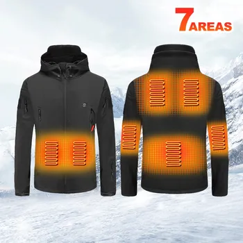 Зимно яке с 7-зонным морозостойким отопление, Ски топло яке с подгряване, мъжки стираемая USB-акумулаторна Мъжки дамски дрехи топъл. 