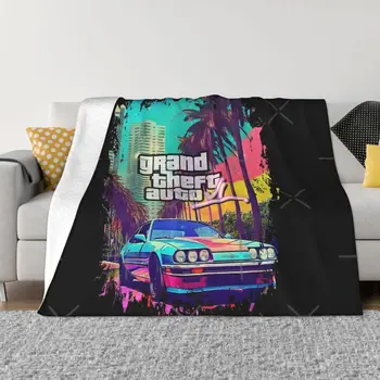 Гранжевое винтажное одеяло GTA 6 Vice City Fanart от ультрамягкого микрофибър