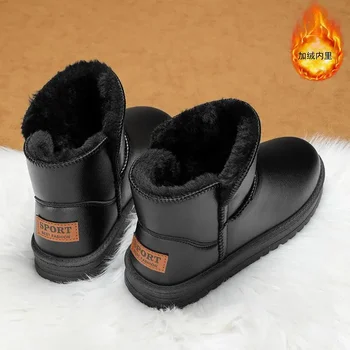 Зимни мъжки обувки, детски памучен обувки с въртящи се бутони, плюс кадифе топло обувки, дебели зимни обувки, маратонки, за момчета-студенти