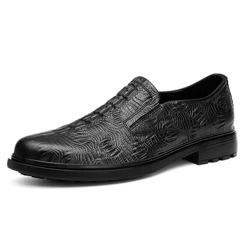 Мъжки Модел Кожени обувки от Крокодилска кожа, Обувки без шнур за Сватбени партита, Мъжки Бизнес Офис Oxfords На равна подметка, Мъжки Zapatos Hombre