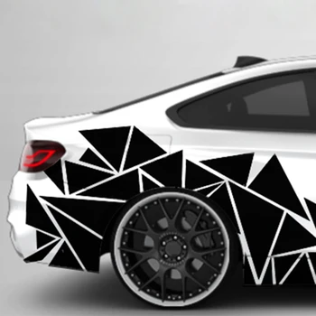 200x60 см матов черен креативни стикери за кола, украса за автомобил, триъгълни винил, стилни аксесоари за кола, стилни етикети