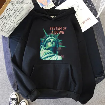 Качулки System of A Down Band с тъжна Статуята на Свободата, блузи, реколта Дамски мъжки дрехи, пуловер Harajuku с дълъг ръкав, ежедневни