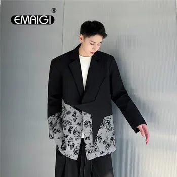 Показване на мъжки улицата дрехи, Свободен ден за ден сако в стил мозайка, яке, палто в Японски Корейски стил, на Горно облекло за сцена