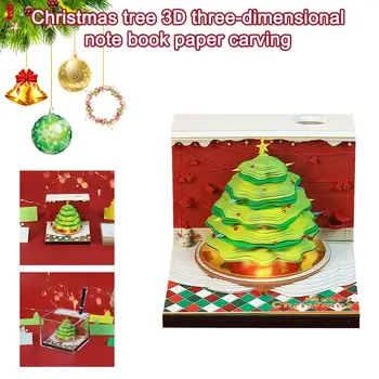 3D Бележник Къщичка на дървото Офис Календар Бележник за водене на записки Декор Коледни Бележки за Рожден Ден, Подарък блок Хартия F8B3