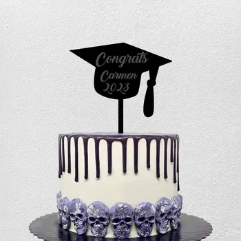 Индивидуални заглавие година Персонализирани Topper за бала на тортата Выпускная шапчица Поздравления 2023 деца с пристъпите на Украса за торта