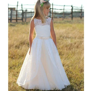Рокли за момичета-цветочниц Сватбен бал За сватби Тюлевое бална рокля За малки деца Реколта дрехи за Първо причастие