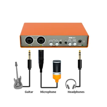 Професионален микрофон аудиоинтерфейс Запис на аудио карта миксер за електрически китари Професионален смесителен пулт
