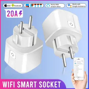 Wi-Fi / Zigbee Smart Plug EU 20A Умен изход eWeLink с функция за контрол на мощността и времето за Гласов контрол с помощта на Алекса Google Home