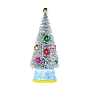 D0AD 10-инчов мини-изкуствена Коледна елха с led подсветка, Настолна Коледна бор, Коледни и Зимни декорации за дома