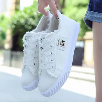 Нови дамски малки обувки за бяла дъска, студентски спортни фини обувки на плоска подметка, парусиновые обувки zapatos de mujer