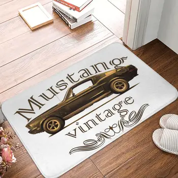 Поглед отстрани с логото на Mustang Vintage 69 Classic GT Doormat Подложка за подови настилки, килим, килимче за кухня, вход, домашната вана, подложки за краката