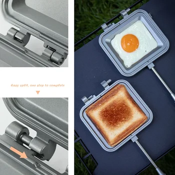 Скоба за закуска за нощуване на открито Форма за печене на сандвичи, Многофункционална тава Двустранен машина за печене на сандвичи