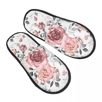 Стайни розови топли чехли пастельного цвят, зимни домашни плюшени чехли, модни домашни Меки пухкави чехли