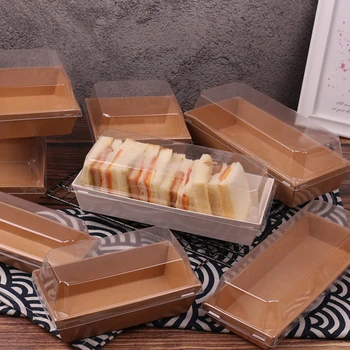 10шт Кутия за опаковане на торти за Bento Правоъгълна кутия за опаковка на сандвичи Кутия за печене на хляб, закуски, Домашно приготвени Преносима кутия за обяд за пикник