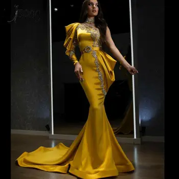 2023 Европа и Съединените Щати, ново вечерна рокля жена, гарнирани със злато рокля с високо деколте банкет рокля