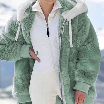 Открий Wish Independent Station 2023 Гореща разпродажба на Новия Есенно-зимния свободно Плюшено многоцветного палто с качулка за жени