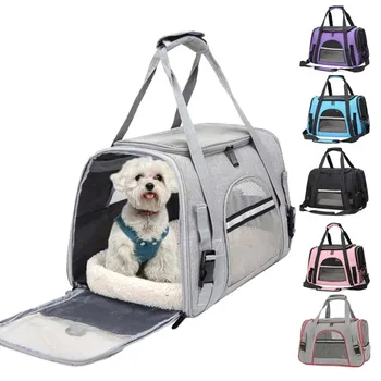 Чанта-переноска за кучета с дебела памучна възглавница, авиационен раница за домашни любимци, защита от задушаване, преносима чанта, мрежа чанта за домашни кучета на открито