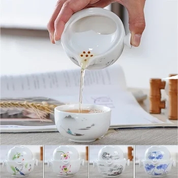 Керамични чай комплект включва 1 Кана и 1 Чаша, от висок Клас, елегантен и лесен гайвань, Красив и лек чайник-чайника, чай набор от кунг-фу
