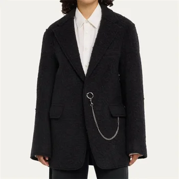 жена блейзър 2023 Есен / зима, Корейската мода верига, дамско яке, висококачествен топ с дълги ръкави, топло дебели палта