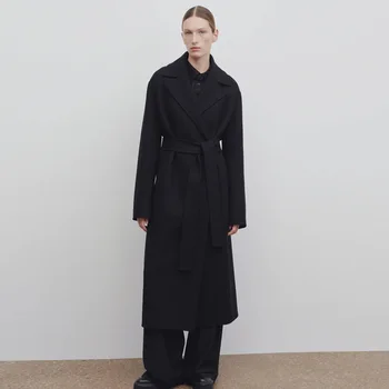 Вълна палто за жени Есен Зима 2023, нов дизайн на минималистичном широк изпълнение, за топлото Модерен Елегантен връхни дрехи
