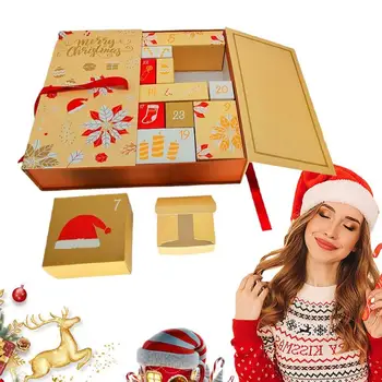 Картонени кутии с номера от 24 дни Коледен календар за обратно броене, Множество подарък кутия за Коледа, 24 кутии с адвент-календар, Коледа