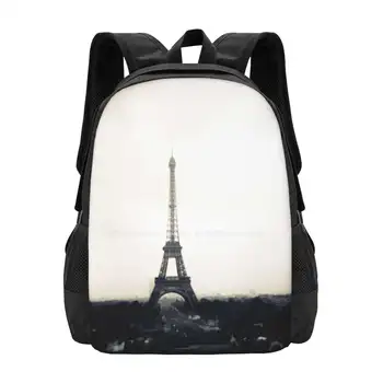 Раница с 3D-принтом без име, Студентски чанта Eiffel Feel Holga, Кула Стария Париж и в нюанси на сепии
