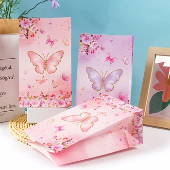 10шт розово, лилаво подарък пакети с пеперуди за момичета, подарък пакети с пеперуди за парти по случай рожден ден, сватбени аксесоари за къпане на бебето