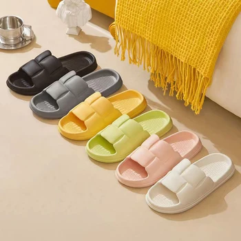 Домашни чехли на равна подметка за баня, модерен дамски сандали за дома от ЕВА, нескользящие удобни и прохладни дишащи чехли
