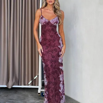 CINESSD Елегантна Темпераментное Женствена рокля 2024 Пролетни Модни официални рокли На Бретелях Високо Качество С Принтом WS395