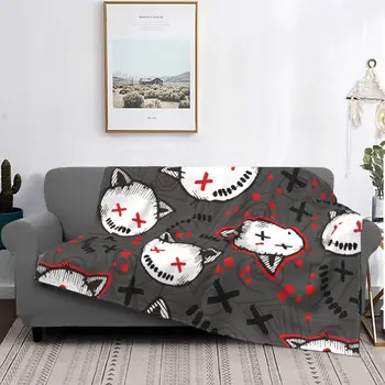 Одеало за котки с кукли от Хелоуин, Фланелевое одеяло на ужасите, зашеметяващи меки наметала за украшение покривки за легло