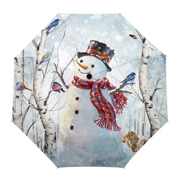 Коледен чадър под формата на клони снежен човек, Присмехулник, протеини, чадър за улица, напълно автоматичен чадър от дъжд с осем кости, подарък за възрастни, чадъри