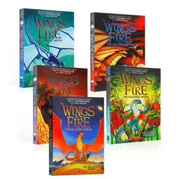 5 книги/комплект, нови крила на огъня, детска приключенска история, научна фантастика, модул за обучение подарък за четене на английски език