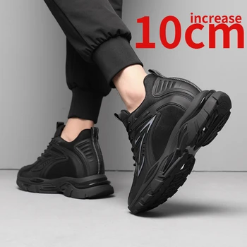 Мъжки ежедневни обувки с уголемена решетка на 10 см, дишаща модни вътрешна обувки с повишение, удобни мъжки спортни обувки