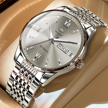 OLEVS Бизнес автоматични механични часовници, мъжки ръчен часовник луксозни от водеща марка, водоустойчив светещи часовници с 3 бара за подарък джентльмену