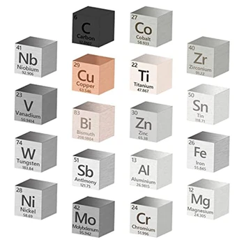 18 бр. Elements Cube с висока чистота 99,99%, събиране на периодичната таблица на елементите (0,39 инча/10 мм)