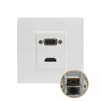 Стенни мултимедийна розетка HD 86 Тип Контакт Предна панел VGA Конектор за свързване към електрическата мрежа + V2.0 HDM Интерфейс изход HD Ethernet Предна панел