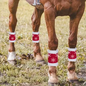 4 бр. маски за крака кон Защита за краката на коня за скачане, конна езда, Коледно парти