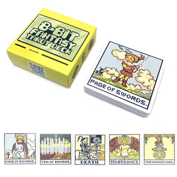 1 кутия за 8-битово Фэнтезийной тесте карти Таро, Предсказания, Гадаене, е игра на Дъска за семейни партита, Гадаене на карти Таро за начинаещи, Дъска игра