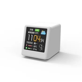 Метеорологичната станция, 1,54-инчов LCD дигитален дисплей, електронен монитор на температурата и влажността, WiFi Смарт часовници за дома