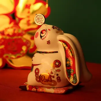 Китайската Нова Година, Зарабатывающий Пари Заек, Творчески Керамични Зодиакални Празничен украшение във формата на Заек, Зарабатывающий Подарък под формата на прасенце банки под формата на Зайче
